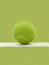 Minimalistic drawing of a tennis ball on a line on the court. Flat poster design.