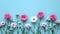 Minimalistic Emotional Flowers on Blue Background AI Generated