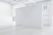 Minimalistic exhibition interior with copy space on wall