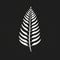 Minimalistic Fern Leaf Symbol On Black Background