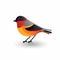 Minimalistic Finch Icon On White Background - Colorful Biedermeier Illustration