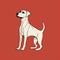 Minimalistic Fine Art Nouveau White Dog On Red Background