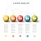 Minimalistic five steps template with color bouncing balls