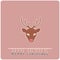 Minimalistic flat design Merry Christmas e-card with cartoon reindeer head
