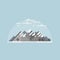 Minimalistic flat vector illustration or icon of snowy mountains