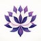 Minimalistic Folk Art: Royal Purple Lotus Flower On White Background