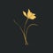 Minimalistic Gold Flower On Black Background - Romantic Illustration