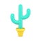 Minimalistic green cactus in pot 3d icon. Volumetric ornamental plant for home