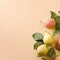 Minimalistic Guava Still Life: Pear Branch On Pale Background