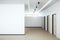 Minimalistic hall interior with blank white wall and doors