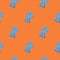 Minimalistic halloween print with ghosts seamless pattern. Blue spooky print on orange background