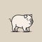 Minimalistic Handdrawn Pig Cartoon Illustration