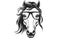 Minimalistic Horse Face with Eyelashes and Eyeglasses Logo for Web and Print.