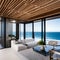 Minimalistic House Interior design with view to the ocean, black and white design