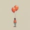 Minimalistic Illustration Of A Boy With Orange Balloons