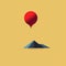 Minimalistic Illustration Of A Person On A Mountain With A Red Balloon
