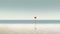 Minimalistic Illustration Of A Red Balloon Floating Near The Ocean