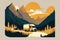 Minimalistic Illustration of a Reliable Delivery Truck on a Serene Mountain Path