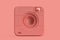 Minimalistic illustration of squared instant camera on pink background. 3D illustration