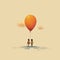 Minimalistic Illustration Of Two Children Holding A Balloon