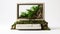 Minimalistic Japanese Computer With Moss In Organic Environment
