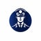 Minimalistic Japanese Police Officer Icon In Navy And Blue