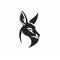 Minimalistic Kangaroo Head Logo: Monochromatic Cartoon Design