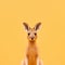 Minimalistic Kangaroo Portrait On Yellow Background