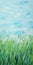 Minimalistic Landscape Painting: Green Grass Blowing In The Wind
