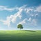 Minimalistic Landscape with Serene Lone Tree