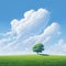 Minimalistic Landscape with Serene Lone Tree