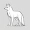 Minimalistic Line Art Illustration Of A White And Grey Wolf