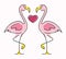 Minimalistic line art a pair of flamingos in love and the heart