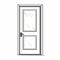 Minimalistic Line Drawing Of A White Door With Glass