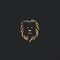 Minimalistic Lion Head Logo With Golden Hair On Black Background