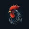 minimalistic logo emblem with rooster head on a black isolated background