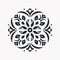 Minimalistic Mandala: Ornamental Flower Symbol On White Background