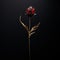 Minimalistic Metal Sculpture: Red Rose On Black Background