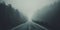 Minimalistic misty empty road. Foggy highway. Mystery travel concept. Generative AI