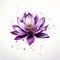 Minimalistic Mixed Media Art: Royal Purple Lotus Flower On White Background