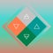 Minimalistic modern scheme of four elements in the colorful rhombuses on blurred background