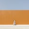 Minimalistic Modernism: A Dog Sitting Next To An Orange Wall