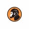 Minimalistic Monkey Logo With Orange And Black Pattern