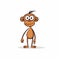 Minimalistic Monkey Smiling Cartoon Character Vector Illustration