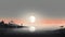 Minimalistic Moon Drawing: Zen-inspired Seashore Sunset Portrait