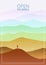 Minimalistic mountain landscape, silhouettes, open your world, lonely explorer, horizon, perspective, vector