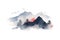 Minimalistic mountain landscape with watercolor. Vector illustration design