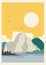 Minimalistic North America mountain landscape illustration poster.