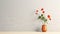 Minimalistic Orange Vase With Flowers - 3d Nostalgic Minimalism