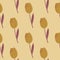 Minimalistic pale seamless botanic pattern with tulip flower silhouettes. Orange buds an maroon stems. Simple backdrop